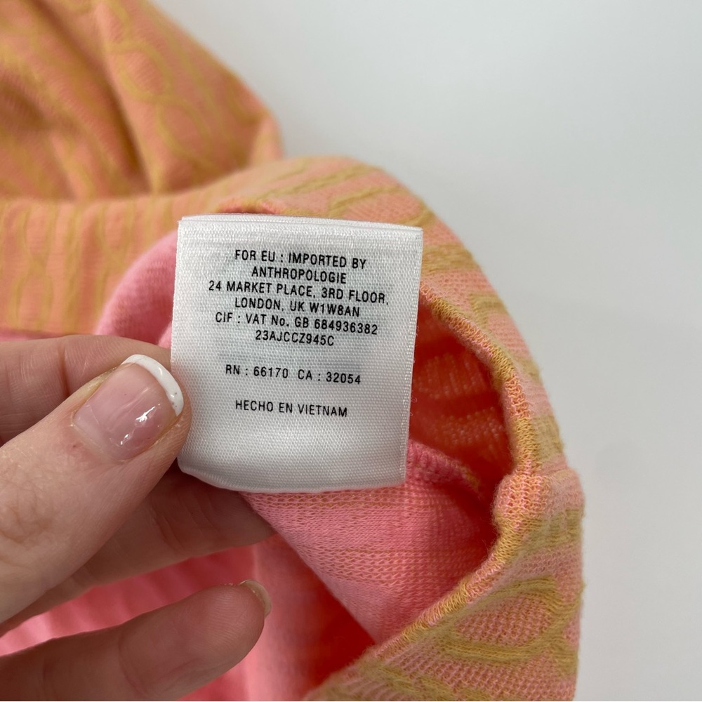 Anthropologie Post Stamp 9-h15 stcl Peek A Boo Back Orange and Pink Mini dress - Picture 4 of 12